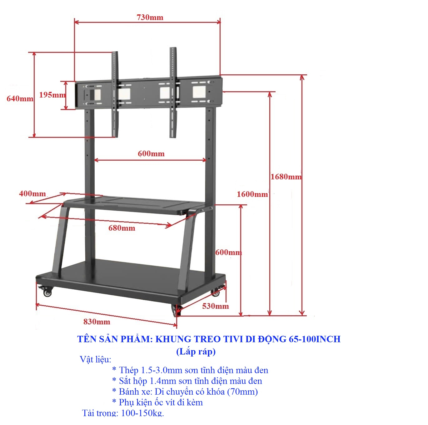 Khung Treo TV Di Động 65-100Inch